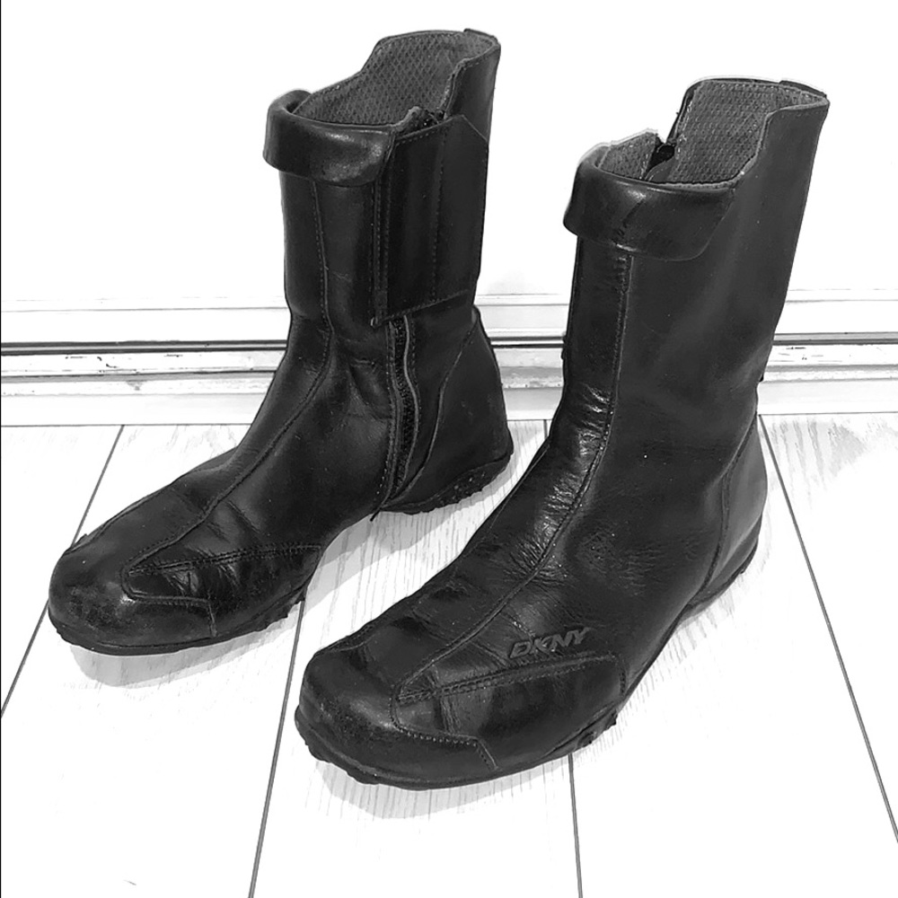 Black leather DKNY boots